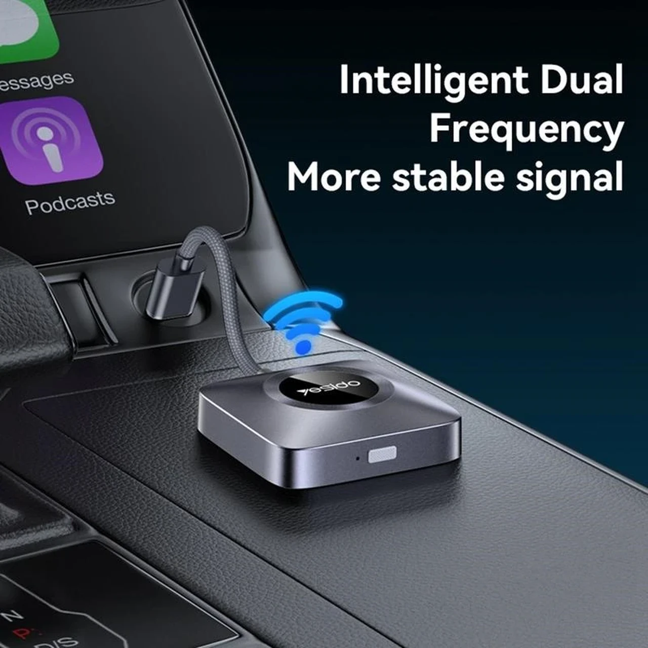 دانگل وایرلس خودرو Yesido مدل KM23 CARPLAY - مشکی (گارانتی 18 ماه تعویض نیکان همراه)